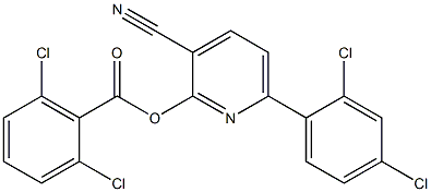 3-cyano-6-(2,4-dichlorophenyl)-2-pyridinyl 2,6-dichlorobenzenecarboxylate Struktur