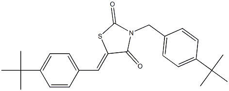 3-[4-(tert-butyl)benzyl]-5-{(Z)-[4-(tert-butyl)phenyl]methylidene}-1,3-thiazolane-2,4-dione Struktur