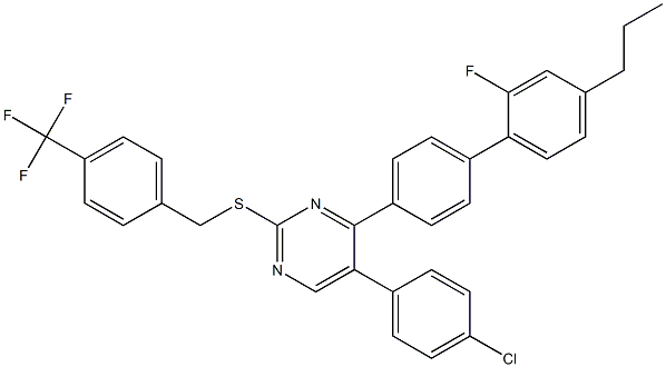 5-(4-chlorophenyl)-4-(2'-fluoro-4'-propyl[1,1'-biphenyl]-4-yl)-2-{[4-(trifluoromethyl)benzyl]sulfanyl}pyrimidine Struktur