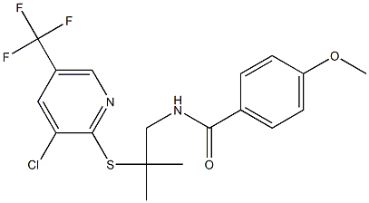 N-(2-{[3-chloro-5-(trifluoromethyl)-2-pyridinyl]sulfanyl}-2-methylpropyl)-4-methoxybenzenecarboxamide Struktur