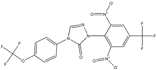 2-[2,6-dinitro-4-(trifluoromethyl)phenyl]-4-[4-(trifluoromethoxy)phenyl]-2,4-dihydro-3H-1,2,4-triazol-3-one Struktur