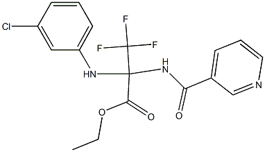 ethyl 2-(3-chloroanilino)-3,3,3-trifluoro-2-[(3-pyridylcarbonyl)amino]propanoate Struktur