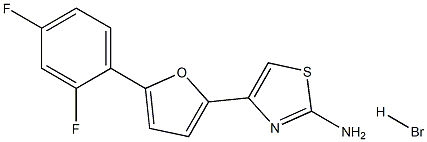 4-[5-(2,4-difluorophenyl)-2-furyl]-1,3-thiazol-2-amine hydrobromide Struktur