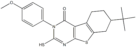 7-tert-Butyl-2-mercapto-3-(4-methoxy-phenyl)-5,6,7,8-tetrahydro-3H-benzo[4,5]thieno[2,3-d]pyrimidin-4-one Struktur