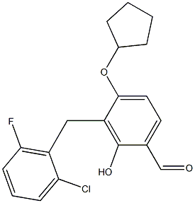 3-(2-chloro-6-fluorobenzyl)-4-(cyclopentyloxy)-2-hydroxybenzenecarbaldehyde Struktur