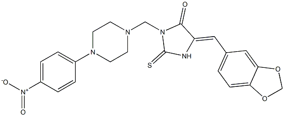 5-(1,3-benzodioxol-5-ylmethylene)-3-{[4-(4-nitrophenyl)piperazino]methyl}-2-thioxotetrahydro-4H-imidazol-4-one Struktur