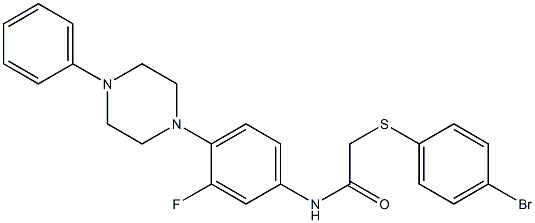 2-[(4-bromophenyl)sulfanyl]-N-[3-fluoro-4-(4-phenylpiperazino)phenyl]acetamide Struktur