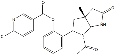 2-[(3aR)-1-acetyl-3a-methyl-5-oxooctahydropyrrolo[2,3-b]pyrrol-2-yl]phenyl 6-chloronicotinate Struktur