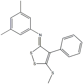 N1-[5-(methylthio)-4-phenyl-3H-1,2-dithiol-3-yliden]-3,5-dimethylaniline Struktur