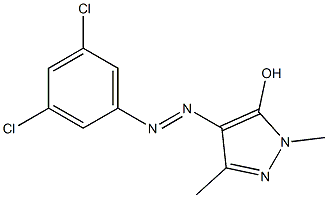 4-[2-(3,5-dichlorophenyl)diaz-1-enyl]-1,3-dimethyl-1H-pyrazol-5-ol Struktur