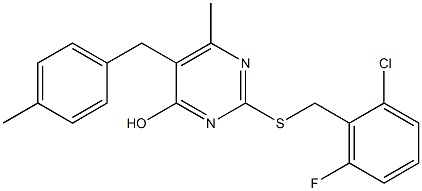 2-[(2-chloro-6-fluorobenzyl)thio]-6-methyl-5-(4-methylbenzyl)pyrimidin-4-ol Struktur