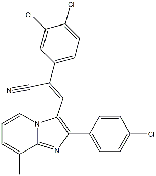 (Z)-3-[2-(4-chlorophenyl)-8-methylimidazo[1,2-a]pyridin-3-yl]-2-(3,4-dichlorophenyl)-2-propenenitrile Struktur