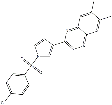 2-{1-[(4-chlorophenyl)sulfonyl]-1H-pyrrol-3-yl}-6,7-dimethylquinoxaline Struktur