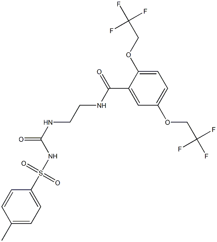 N-{2-[({[(4-methylphenyl)sulfonyl]amino}carbonyl)amino]ethyl}-2,5-bis(2,2,2-trifluoroethoxy)benzenecarboxamide Struktur