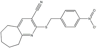 2-[(4-nitrobenzyl)sulfanyl]-6,7,8,9-tetrahydro-5H-cyclohepta[b]pyridine-3-carbonitrile Struktur