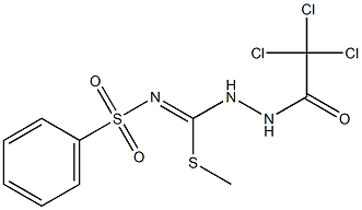 N1-{(methylthio)[2-(2,2,2-trichloroacetyl)hydrazino]methylidene}benzene-1-sulfonamide Struktur