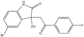 5-bromo-3-[2-(4-fluorophenyl)-2-oxoethyl]-3-hydroxyindolin-2-one Struktur