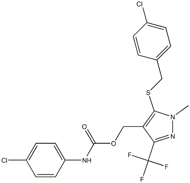 [5-[(4-chlorobenzyl)sulfanyl]-1-methyl-3-(trifluoromethyl)-1H-pyrazol-4-yl]methyl N-(4-chlorophenyl)carbamate Struktur