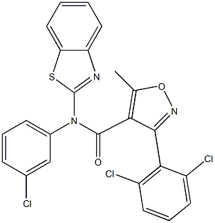 N4-(1,3-benzothiazol-2-yl)-N4-(3-chlorophenyl)-3-(2,6-dichlorophenyl)-5-methylisoxazole-4-carboxamide Struktur