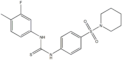 N-(3-fluoro-4-methylphenyl)-N'-[4-(piperidinosulfonyl)phenyl]thiourea Struktur