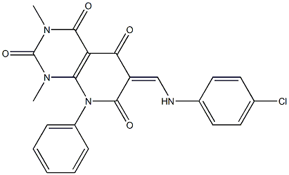 6-[(4-chloroanilino)methylidene]-1,3-dimethyl-8-phenyl-1,2,3,4,5,6,7,8-octahydropyrido[2,3-d]pyrimidine-2,4,5,7-tetraone Struktur