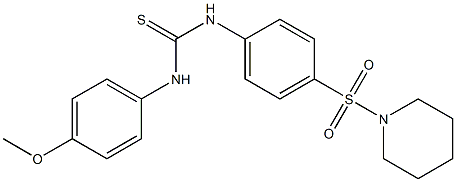 N-(4-methoxyphenyl)-N'-[4-(piperidinosulfonyl)phenyl]thiourea Struktur