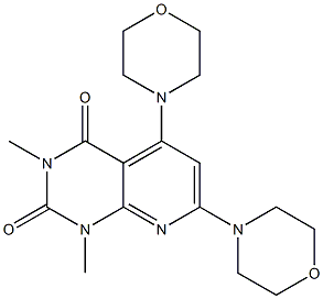 1,3-dimethyl-5,7-dimorpholino-1,2,3,4-tetrahydropyrido[2,3-d]pyrimidine-2,4-dione Struktur