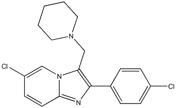 6-chloro-2-(4-chlorophenyl)-3-(piperidinomethyl)imidazo[1,2-a]pyridine Struktur