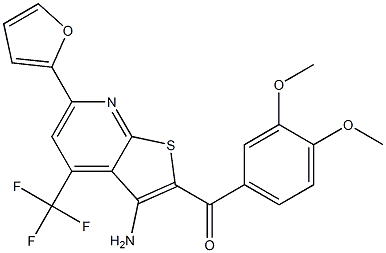 [3-amino-6-(2-furyl)-4-(trifluoromethyl)thieno[2,3-b]pyridin-2-yl](3,4-dimethoxyphenyl)methanone Struktur