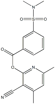 3-cyano-4,6-dimethyl-2-pyridinyl 3-[(dimethylamino)sulfonyl]benzenecarboxylate Struktur