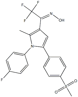 2,2,2-trifluoro-1-{1-(4-fluorophenyl)-2-methyl-5-[4-(methylsulfonyl)phenyl]-1H-pyrrol-3-yl}-1-ethanone oxime Struktur