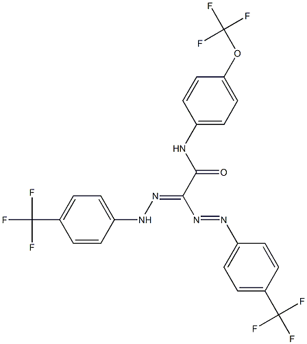 N-[4-(trifluoromethoxy)phenyl]-2-{2-[4-(trifluoromethyl)phenyl]diazenyl}-2-{2-[4-(trifluoromethyl)phenyl]hydrazono}acetamide Struktur