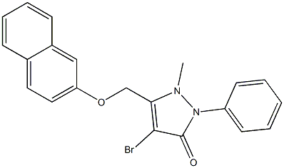 4-bromo-1-methyl-5-[(2-naphthyloxy)methyl]-2-phenyl-1,2-dihydro-3H-pyrazol-3-one Struktur