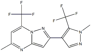 5-methyl-2-[1-methyl-5-(trifluoromethyl)-1H-pyrazol-4-yl]-7-(trifluoromethyl)pyrazolo[1,5-a]pyrimidine Struktur