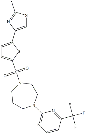 2-methyl-4-[5-({4-[4-(trifluoromethyl)pyrimidin-2-yl]-1,4-diazepan-1-yl}sulfonyl)-2-thienyl]-1,3-thiazole Struktur