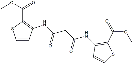 methyl 3-[(3-{[2-(methoxycarbonyl)-3-thienyl]amino}-3-oxopropanoyl)amino]thiophene-2-carboxylate Struktur