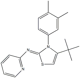 N2-[4-(tert-butyl)-3-(3,4-dimethylphenyl)-2,3-dihydro-1,3-thiazol-2-yliden]pyridin-2-amine Struktur