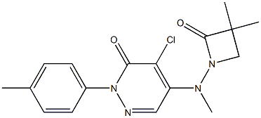 4-chloro-5-[(3,3-dimethyl-2-oxoazetan-1-yl)(methyl)amino]-2-(4-methylphenyl)-2,3-dihydropyridazin-3-one Struktur