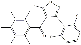 [3-(2-chloro-6-fluorophenyl)-5-methylisoxazol-4-yl](2,3,4,5,6-pentamethylphenyl)methanone Struktur