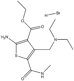 ethyl 2-amino-4-[(diethylamino)methyl]-5-[(methylamino)carbonyl]thiophene-3-carboxylate hydrobromide Struktur