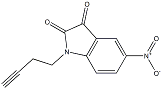 1-(but-3-yn-1-yl)-5-nitro-2,3-dihydro-1H-indole-2,3-dione Struktur