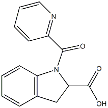 1-(pyridin-2-ylcarbonyl)-2,3-dihydro-1H-indole-2-carboxylic acid Struktur