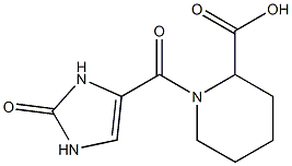 1-[(2-oxo-2,3-dihydro-1H-imidazol-4-yl)carbonyl]piperidine-2-carboxylic acid Struktur