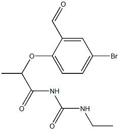 1-[2-(4-bromo-2-formylphenoxy)propanoyl]-3-ethylurea Struktur