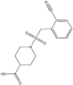 1-{[(2-cyanophenyl)methane]sulfonyl}piperidine-4-carboxylic acid Struktur