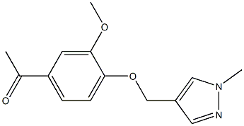 1-{3-methoxy-4-[(1-methyl-1H-pyrazol-4-yl)methoxy]phenyl}ethan-1-one Struktur