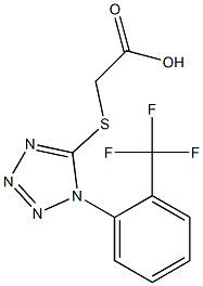 2-({1-[2-(trifluoromethyl)phenyl]-1H-1,2,3,4-tetrazol-5-yl}sulfanyl)acetic acid Struktur