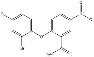 2-(2-bromo-4-fluorophenoxy)-5-nitrobenzamide Struktur