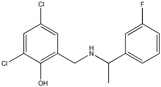 2,4-dichloro-6-({[1-(3-fluorophenyl)ethyl]amino}methyl)phenol Struktur