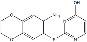 2-[(7-amino-2,3-dihydro-1,4-benzodioxin-6-yl)sulfanyl]pyrimidin-4-ol Struktur